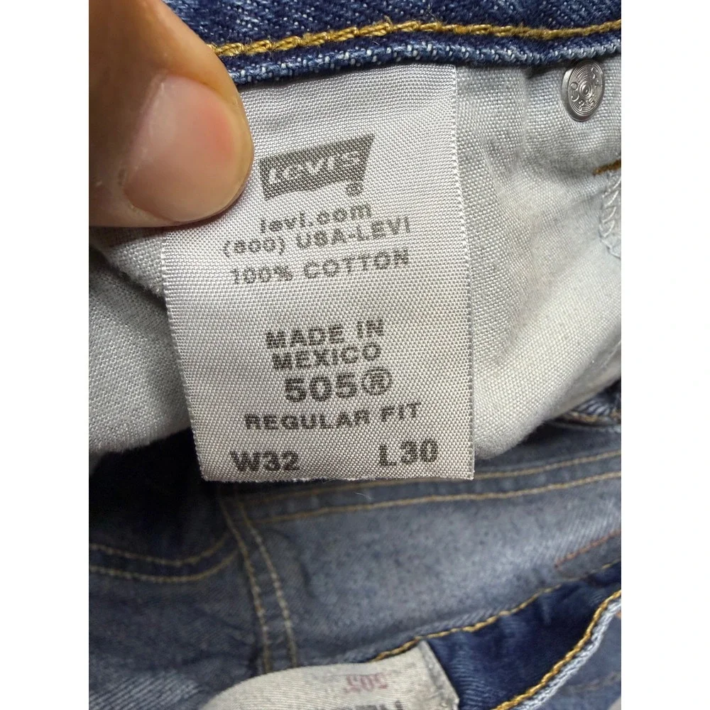 Levi's Jeans Mens 32x30 Blue 505 Regular Fit Distressed Faded Y2K Denim Pants
